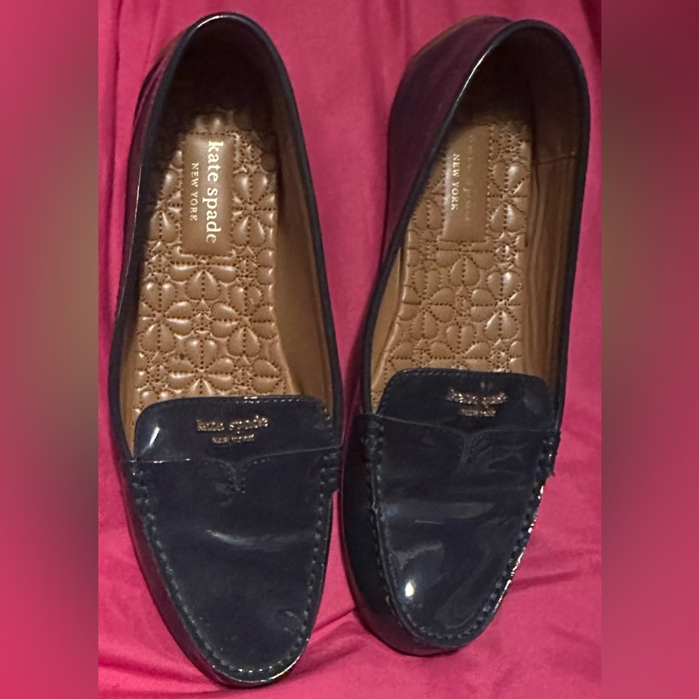 Kate Spade ♠️ Navy Blue Patent Leather Flats Timeless Comfort